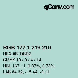 Color code: RGB 177.1 219 210 | qconv.com