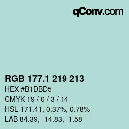 カラーコード: RGB 177.1 219 213 | qconv.com