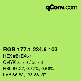 カラーコード: RGB 177.1 234.8 103 | qconv.com
