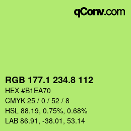カラーコード: RGB 177.1 234.8 112 | qconv.com