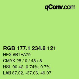 カラーコード: RGB 177.1 234.8 121 | qconv.com