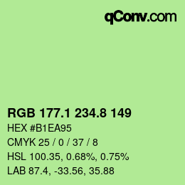 カラーコード: RGB 177.1 234.8 149 | qconv.com