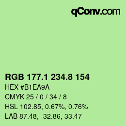 カラーコード: RGB 177.1 234.8 154 | qconv.com