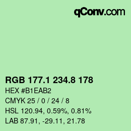 カラーコード: RGB 177.1 234.8 178 | qconv.com