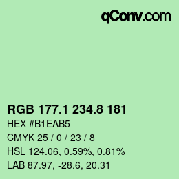 Color code: RGB 177.1 234.8 181 | qconv.com