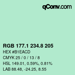 Color code: RGB 177.1 234.8 205 | qconv.com