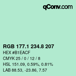 カラーコード: RGB 177.1 234.8 207 | qconv.com