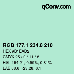 カラーコード: RGB 177.1 234.8 210 | qconv.com