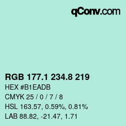 Color code: RGB 177.1 234.8 219 | qconv.com