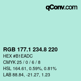 Color code: RGB 177.1 234.8 220 | qconv.com