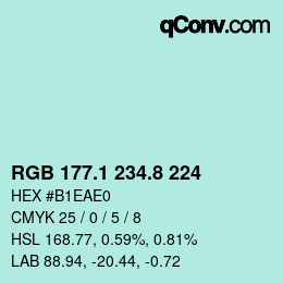 Color code: RGB 177.1 234.8 224 | qconv.com