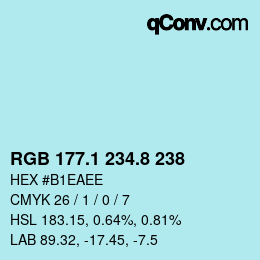 Color code: RGB 177.1 234.8 238 | qconv.com
