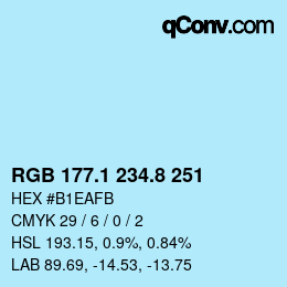 Color code: RGB 177.1 234.8 251 | qconv.com