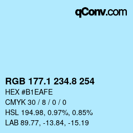 Color code: RGB 177.1 234.8 254 | qconv.com