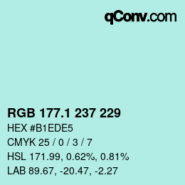 カラーコード: RGB 177.1 237 229 | qconv.com