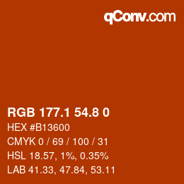 Color code: RGB 177.1 54.8 0 | qconv.com