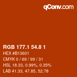 カラーコード: RGB 177.1 54.8 1 | qconv.com