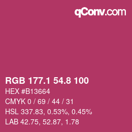 カラーコード: RGB 177.1 54.8 100 | qconv.com