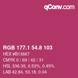 カラーコード: RGB 177.1 54.8 103 | qconv.com