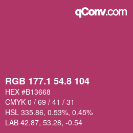 カラーコード: RGB 177.1 54.8 104 | qconv.com