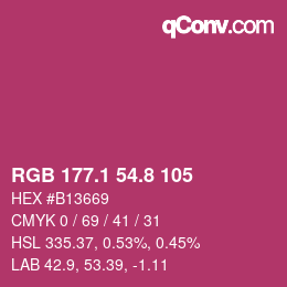 カラーコード: RGB 177.1 54.8 105 | qconv.com