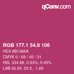 カラーコード: RGB 177.1 54.8 106 | qconv.com
