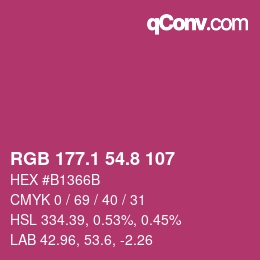 カラーコード: RGB 177.1 54.8 107 | qconv.com
