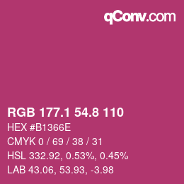 カラーコード: RGB 177.1 54.8 110 | qconv.com