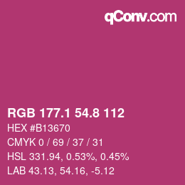 カラーコード: RGB 177.1 54.8 112 | qconv.com