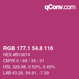 カラーコード: RGB 177.1 54.8 116 | qconv.com