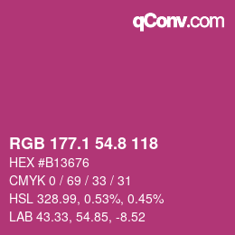 カラーコード: RGB 177.1 54.8 118 | qconv.com