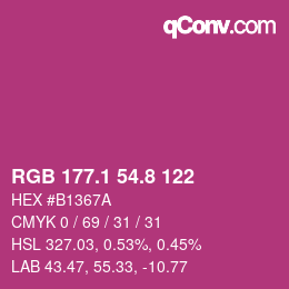 カラーコード: RGB 177.1 54.8 122 | qconv.com