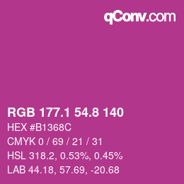 カラーコード: RGB 177.1 54.8 140 | qconv.com