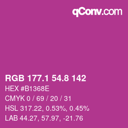 カラーコード: RGB 177.1 54.8 142 | qconv.com