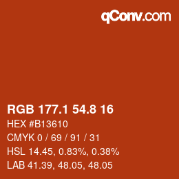 カラーコード: RGB 177.1 54.8 16 | qconv.com
