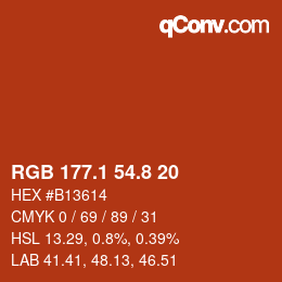 カラーコード: RGB 177.1 54.8 20 | qconv.com