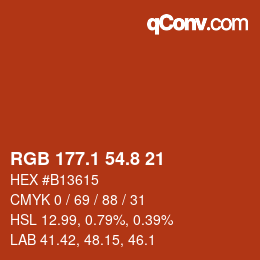 カラーコード: RGB 177.1 54.8 21 | qconv.com