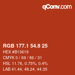 カラーコード: RGB 177.1 54.8 25 | qconv.com
