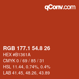 カラーコード: RGB 177.1 54.8 26 | qconv.com