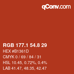 カラーコード: RGB 177.1 54.8 29 | qconv.com