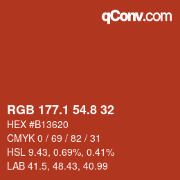 Color code: RGB 177.1 54.8 32 | qconv.com