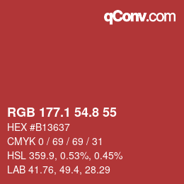 カラーコード: RGB 177.1 54.8 55 | qconv.com