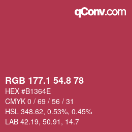 カラーコード: RGB 177.1 54.8 78 | qconv.com