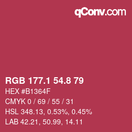 カラーコード: RGB 177.1 54.8 79 | qconv.com