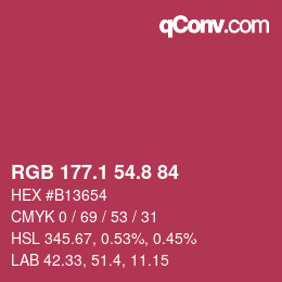 カラーコード: RGB 177.1 54.8 84 | qconv.com