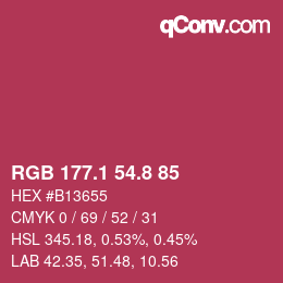 カラーコード: RGB 177.1 54.8 85 | qconv.com
