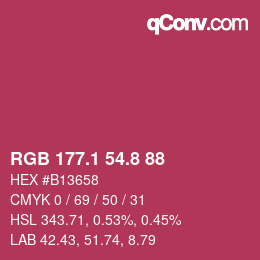 カラーコード: RGB 177.1 54.8 88 | qconv.com