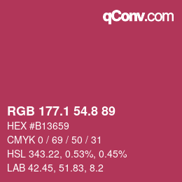 カラーコード: RGB 177.1 54.8 89 | qconv.com