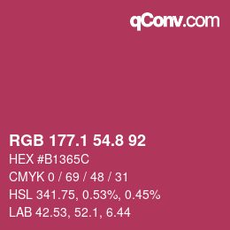 カラーコード: RGB 177.1 54.8 92 | qconv.com