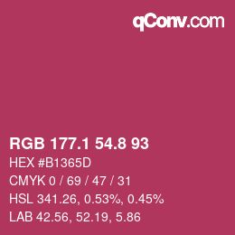 カラーコード: RGB 177.1 54.8 93 | qconv.com